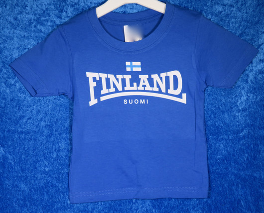T-paita lasten Suomi paita, koot 74-128cm, royal sininen, kids