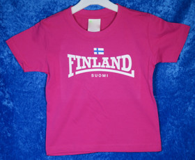 T-paita lasten Suomi-Finland  74-140cm kids, fuksia