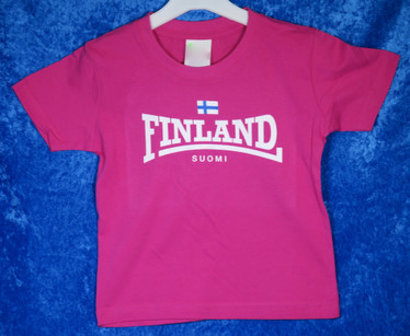T-paita lasten Suomi-Finland  74-140cm kids, fuksia