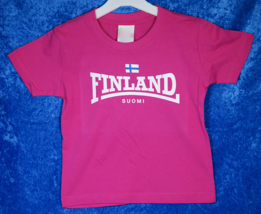 T-paita lasten Suomi-Finland  74-140cm kids, fuksia
