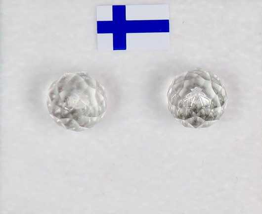 Nappikorvakorut vuorikide, viistehiottu kirkas 8mm vuorikristalli