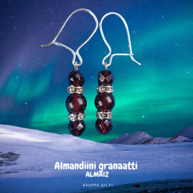 Korvakorut almandiini granaatti 6mm, 4mm, zirkonikoristein ALMA12