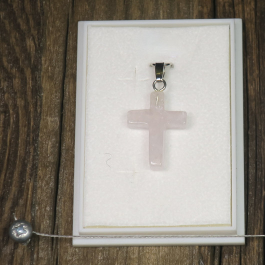 Riipus ruusukvartsi risti 20mm