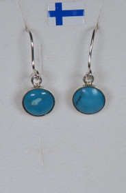 Hopeakorvakorut aito turkoosi pyöreä 7mm