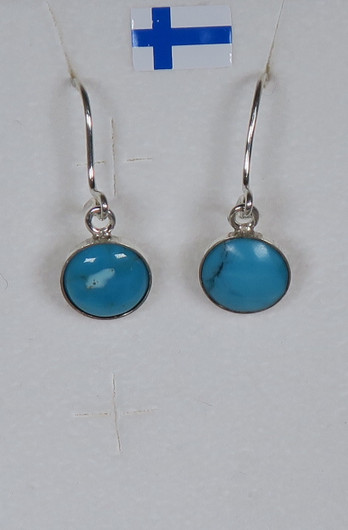 Hopeakorvakorut aito turkoosi pyöreä 7mm
