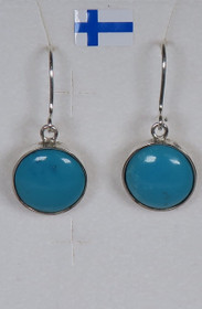 Hopeakorvakorut aito turkoosi pyöreät 11mm 