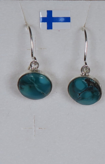 Hopeakorvakorut aito turkoosi pyöreät 10mm