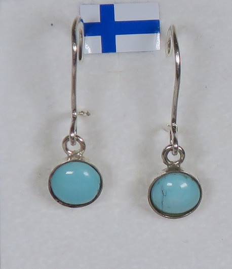 Hopeakorvakorut aito turkoosi pyöreä 6mm 