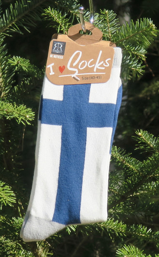 Nilkkasukat Suomen lippu,  salmiakkikuvio, koko 40-45 nro f17z