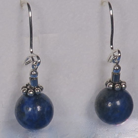 Korvakorut lapis latsuli 8mm hopeakoristein nro8H
