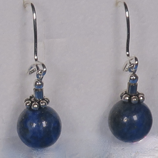 Korvakorut lapis latsuli 8mm hopeakoristein nro8H