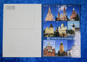 Postikortti Suomen kirkkoja- Churches in Finland