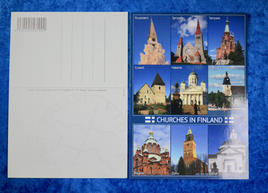 Postikortti Suomen kirkkoja- Churches in Finland