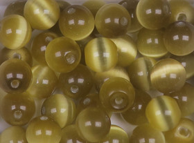 Kissansilmä kuitulasi kellanvihreä 6mm  irtohelmi