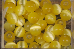 Kissansilmä kuitulasi kirkkaankeltainen 6mm  irtohelmi