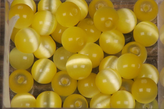 Kissansilmä kuitulasi kirkkaankeltainen 6mm  irtohelmi