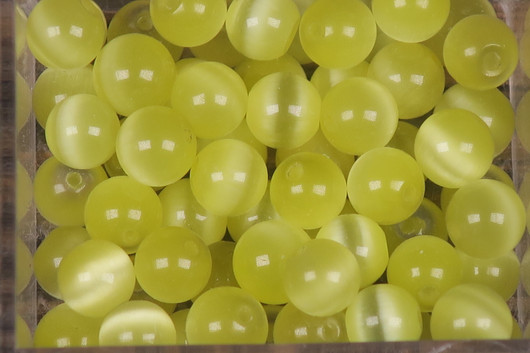 Kissansilmä kuitulasi vaaleankeltainen 6mm  irtohelmi