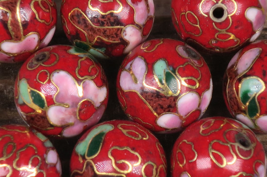  Cloisonhelmi 14mm punainen irtohelmi