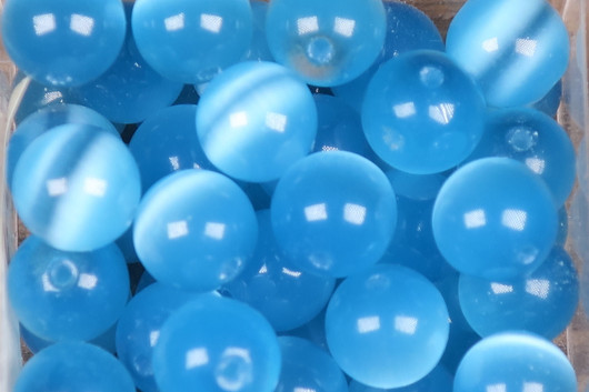 Kissansilmä kuitulasi turkoosi 8mm  irtohelmi