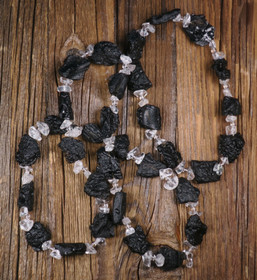 Helmet tektiittihelmet ja vuorikide 70cm MIMMI