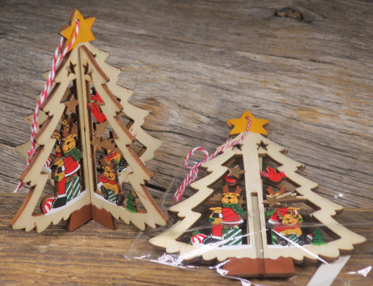 Joulukoriste joulukuusessa porot ja tähti, puuta