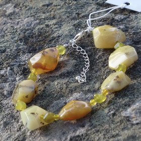 Rannekoru keltainen opaali ja krysoliitti 17-23cm KRY1