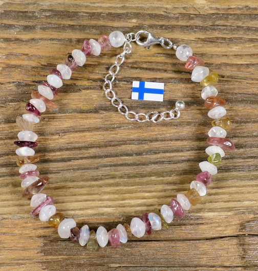 Rannekoru turmaliini monivärinen ja kuukivi 18-23cm TUR5