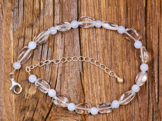 Rannekoru sininen topaasi ja kalsedoni 18-23cm TOPA2