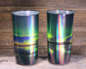 Juomalasit 2kpl pakkaus revontulilasit 2dl, hologrammikuvat