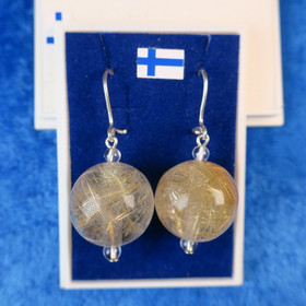 Korvakorut rutiilikvartsihelmi 16mm extra laatu!