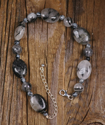 Rannekoru rutiilikvartsi ja lumihiutaleobsidiaani 20-25cm