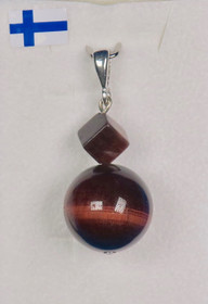 Riipus häränsilmä 14mm punaruskea pallo ja kuutio Z1