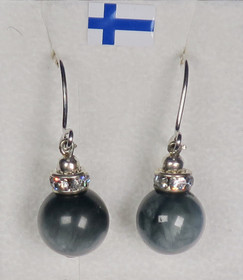 Korvakorut kissansilmäkvartsi 10mm zirkonikoristein