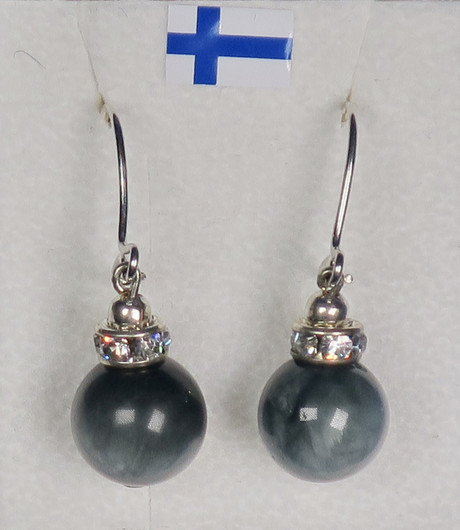 Korvakorut kissansilmäkvartsi 10mm zirkonikoristein