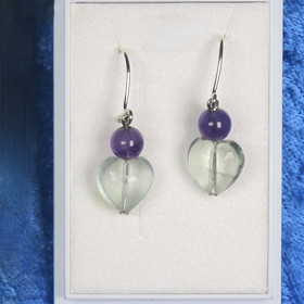 Korvakorut fluoriittisydän vaaleanvihreä ja ametisti SYD1