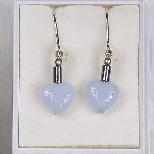 Korvakorut vaaleansininen kalsedonisydän 8mm