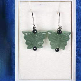 Korvakorut vihreä aventuriini perhonen, hematiitti