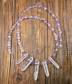 Helmet vuorikidekärkiä 5kpl, vuorikide- ja ametistihelmiä 49cm Shaman1