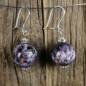 Korvakorut tsharoiitti 14mm zirkonikoristein 64ko32