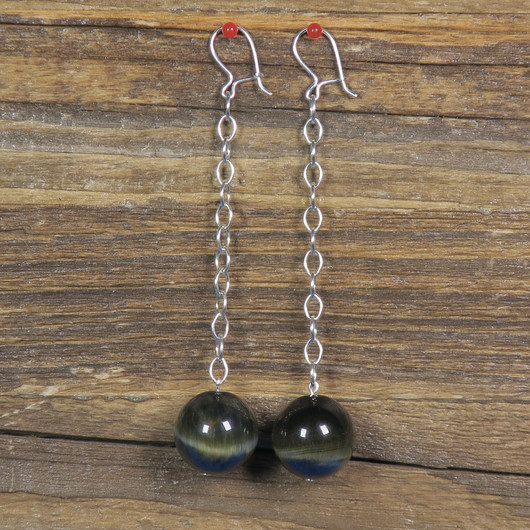 Korvakorut haukansilmä 16mm hopeiset ketjukorvakorut