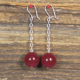 Korvakorut akaatti KARPALO 14mm hopeiset ketjukorvakorut 40mm