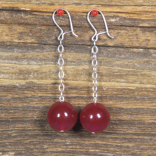 Korvakorut akaatti KARPALO 14mm hopeiset ketjukorvakorut 40mm