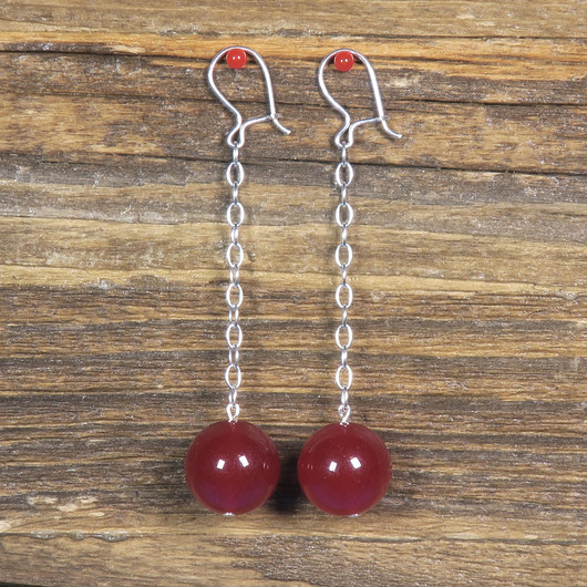 Korvakorut akaatti KARPALO 14mm hopeiset ketjukorvakorut 55mm