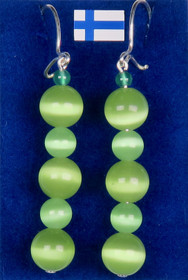 Korvakorut vihreä kissansilmälasi ja akaatti nro vvvvvt