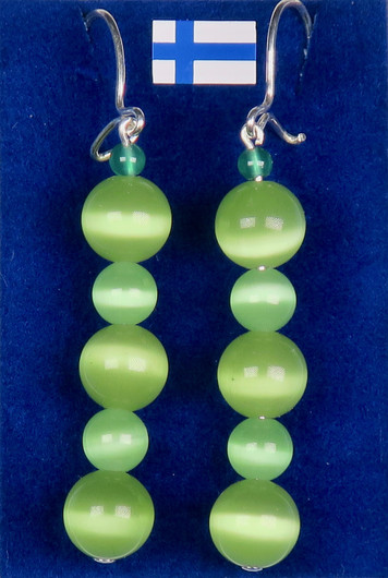 Korvakorut vihreä kissansilmälasi ja akaatti nro vvvvvt