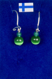 Korvakorut vihreä kissansilmälasi ja akaatti nro tt2 