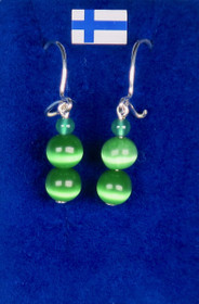 Korvakorut vihreä kissansilmälasi ja akaatti nro ttt