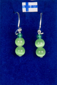 Korvakorut vihreä kissansilmälasi ja akaatti nro vvt