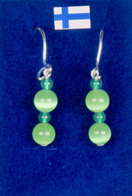 Korvakorut vihreä kissansilmälasi ja akaatti nro vtvt4