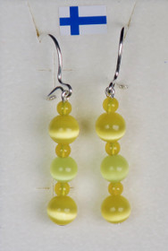 Korvakorut keltainen kissansilmälasi ja akaatti. nro6